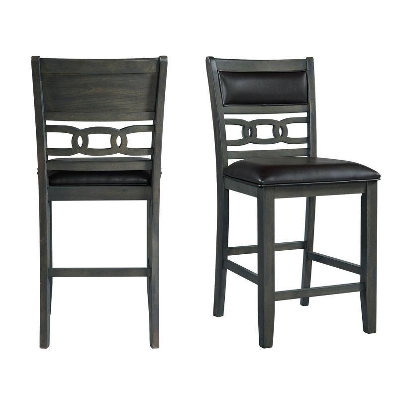Set of 2 Taylor Faux Leather Counter Height Barstools Gray - Picket House Furnishings: Polyester Upholstery, MDF Frame, 300 lbs Capacity
