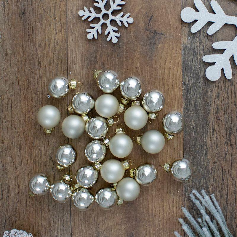 Northlight 24ct Shiny and Matte Champagne Gold Glass Ball Christmas Ornaments 1" (25mm)