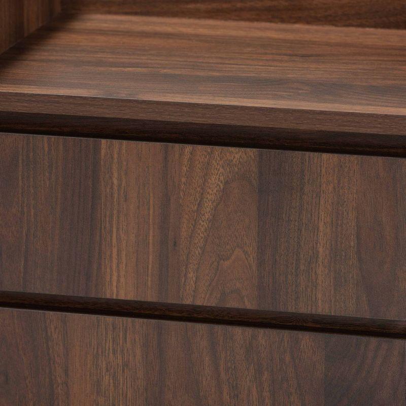 2 Drawers Hale Wood Nightstand Walnut/Brown - Baxton Studio: Modern Bedside Table, Enclosed Top, MDF