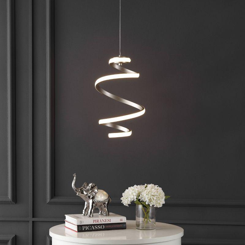 11" Whirl Modern Minimalist Aluminum/Iron Abstract Integrated LED Pendant Silver - JONATHAN Y: ETL Listed, Dimmable Ceiling Fixture