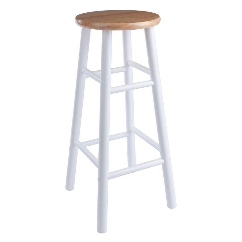 Winsome 2pc 29" Huxton Barstools Natural/White: Round Wood Frame, Fixed Height, Spot Clean