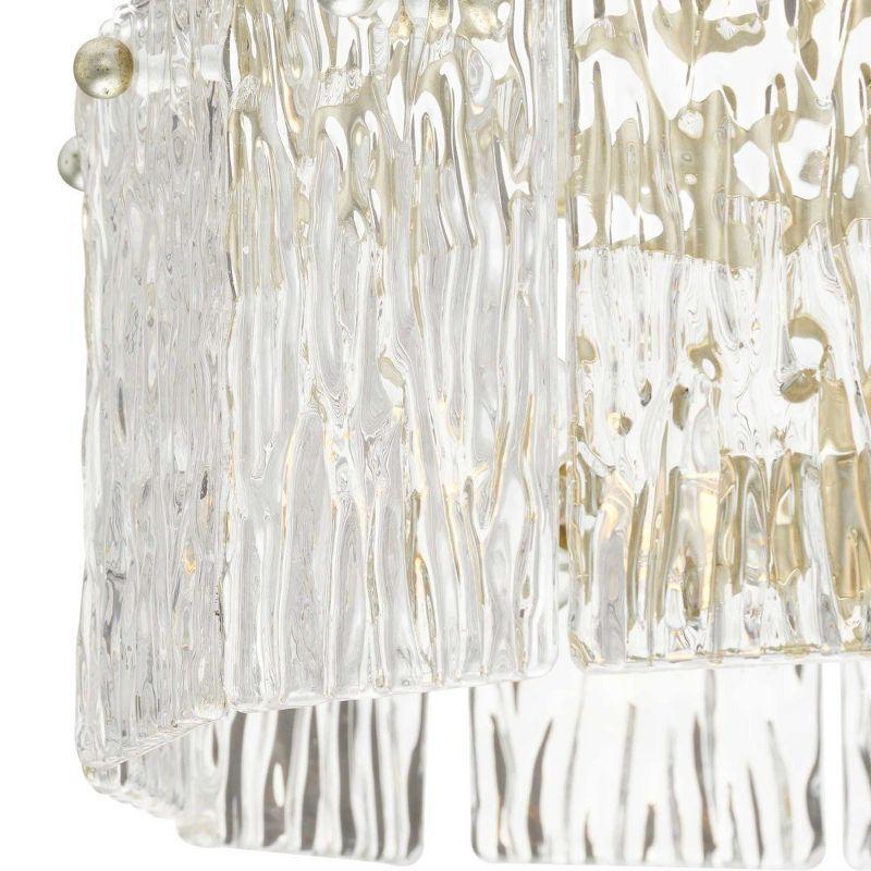 Progress Lighting Chevall 2-Light Semi-Flush Mount, Gilded Silver, Artisanal Glass, Modern Organic, Luxe, Transitional.