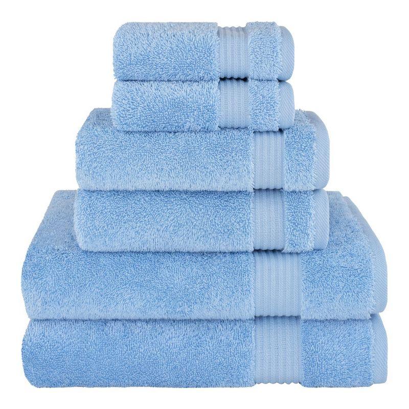 Sky Blue Turkish Cotton 6-Piece Bath Towel Set