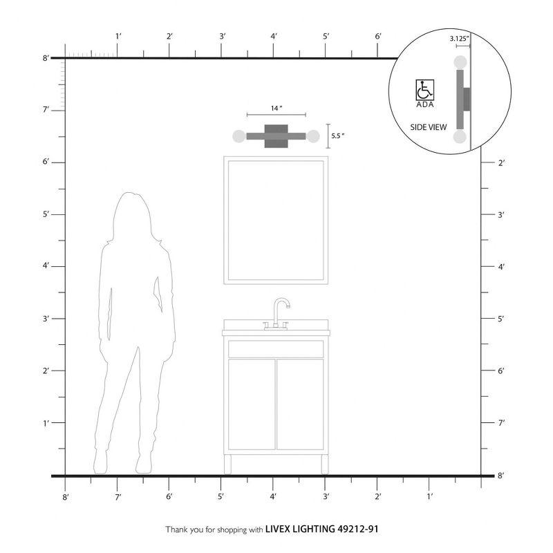 2-Light Brushed Nickel ADA Wall Sconce: with Stainless Steel Base for Modern Lighting