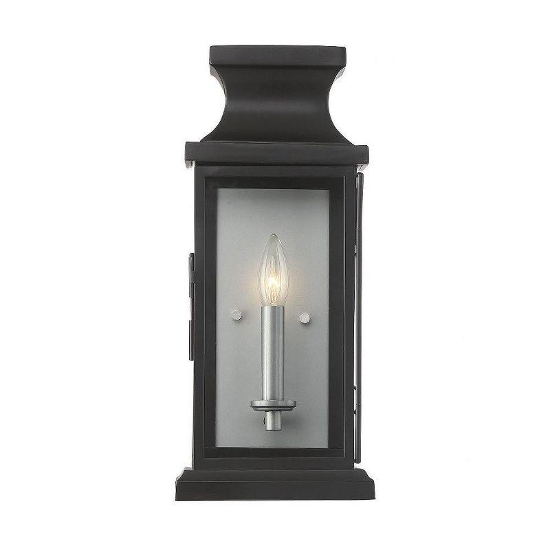 Brooke Black Outdoor Wall Lantern with Clear Glass Panels