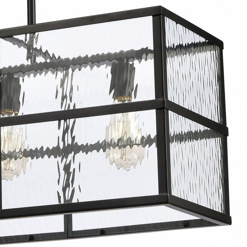 Matte Black and Clear Glass 4-Light Chandelier