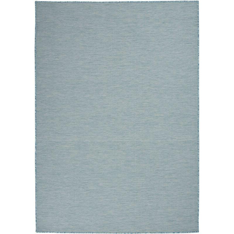 Aqua Solstice Flat Woven 4' x 6' Reversible Outdoor Rug