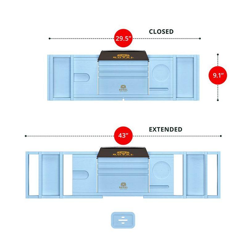 ROYAL CRAFT WOOD Luxury Bathtub Caddy Tray with Expandable Sides - One or Two Person, Bath Caddy Tray, Bonus Free Soap Holder