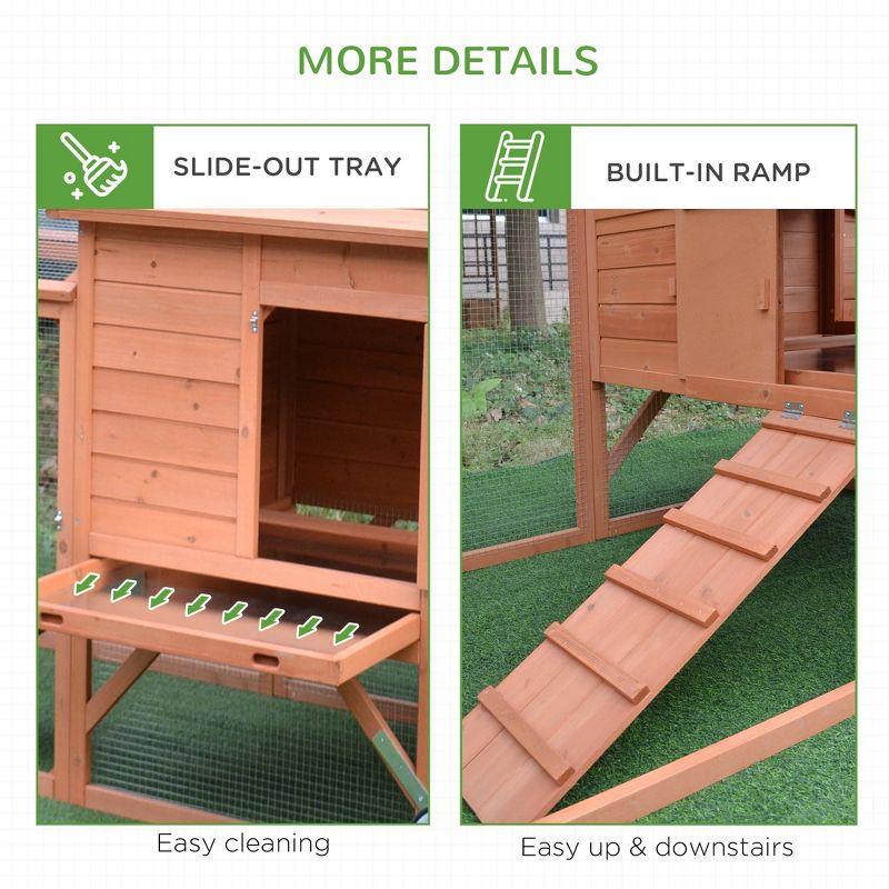 PawHut 96.5" Chicken Coop Wooden Hen House Rabbit Hutch Poultry Cage Pen Portable Backyard With Wheels Outdoor Run and Nesting Box