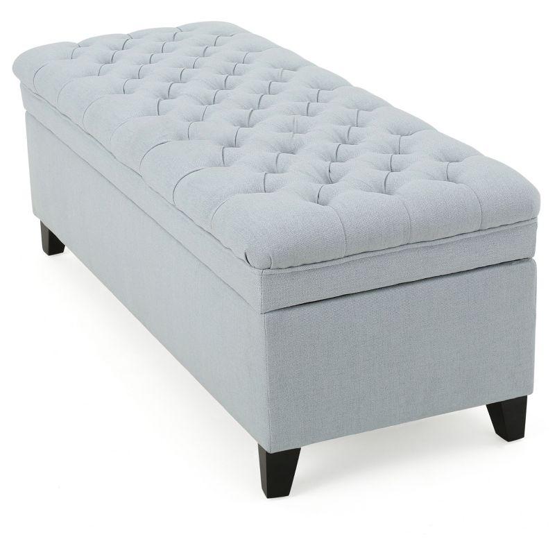 Christopher Knight Home Juliana Storage Ottoman Light Blue: Upholstered Bench, Hardwood Frame, 250lb Capacity