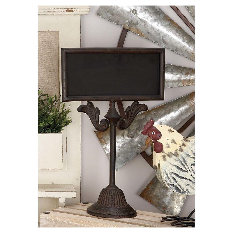 Olivia & May Sign of the Times Rustic Iron Chalkboard and Stand 16": Pedestal Writing Display for Events