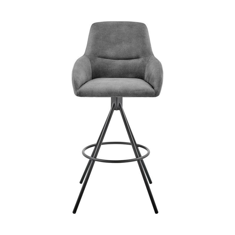 30" Odessa Barstool with Fabric Finish Black/Charcoal - Armen Living: Matte Metal Frame, Square Back