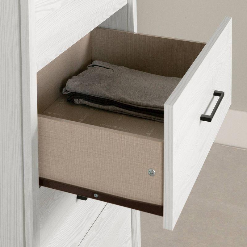 South Shore Chest White Pine: 5-Drawer Storage, Modern Farmhouse Style, Metal Handles, Laminate Surface