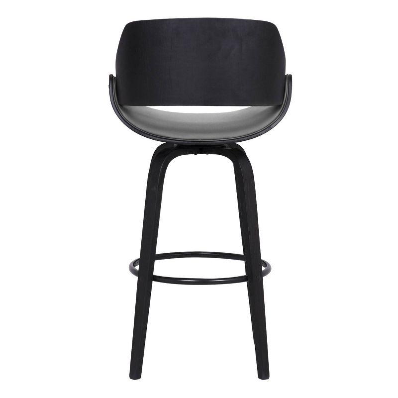 30" Mona Contemporary Bar Height Barstool Black/Gray - Armen Living: Upholstered Low Back, Steel Frame