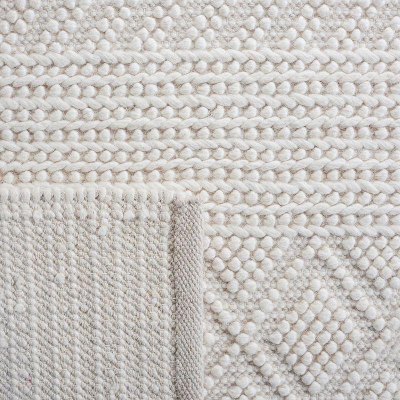 Casual Beach House Ivory Wool 6' Square Handwoven Rug