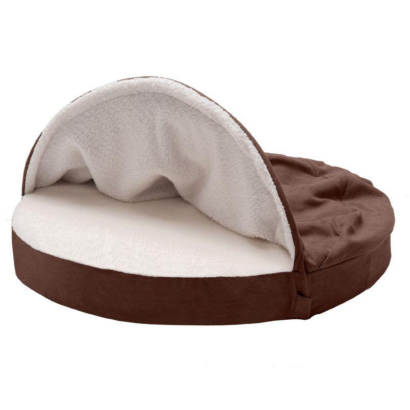 Espresso Faux Sheepskin Orthopedic Snuggery Pet Bed, 19"x14"