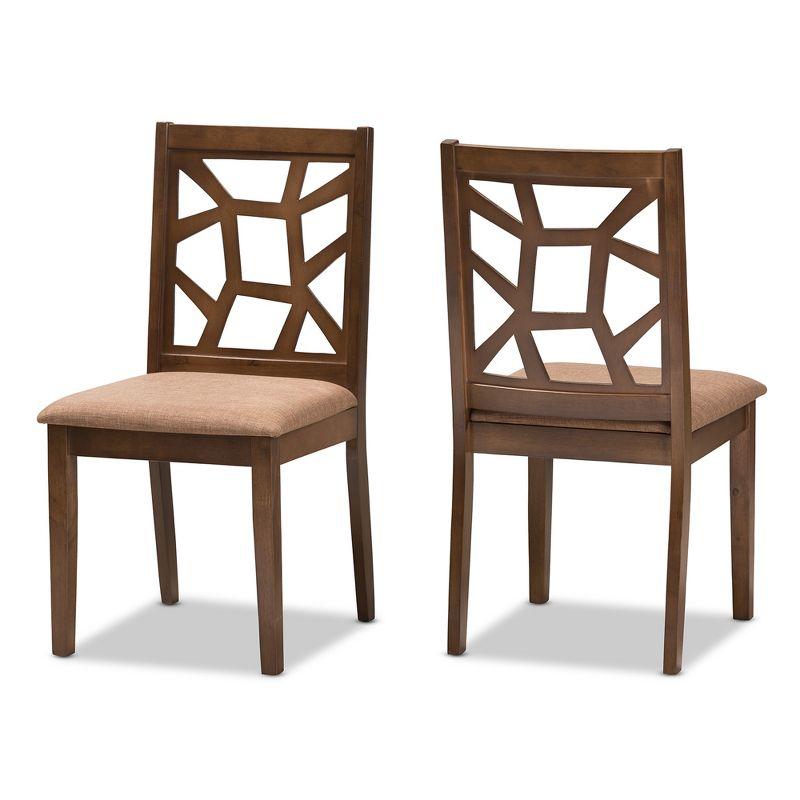 Set of 2 Abilene Midcentury Fabric Upholstered And Walnut Finished Dining Chairs Brown - Baxton Studio: Solid Rubberwood, Polyester Padding