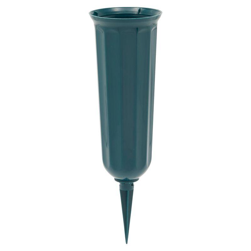 Bright Creations 6 Bundles White Artificial Flowers with 2 Cone Vases, Faux Fake Plant for Cemetery, Outdoor Decor (8.6 x 13 In)