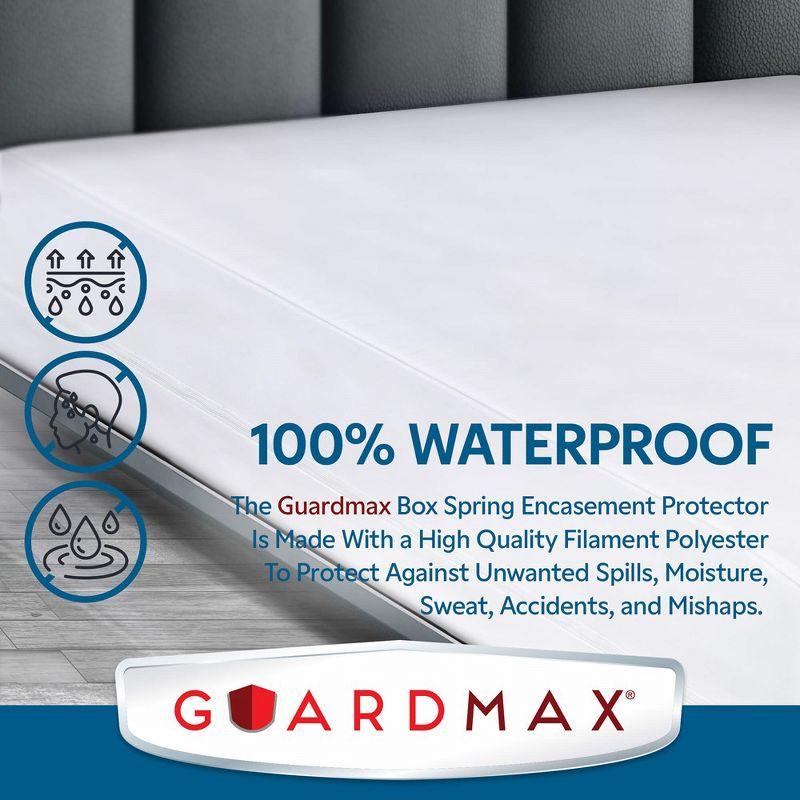 Guardmax Waterproof Twin Box Spring Encasement Protector with Zipper- White