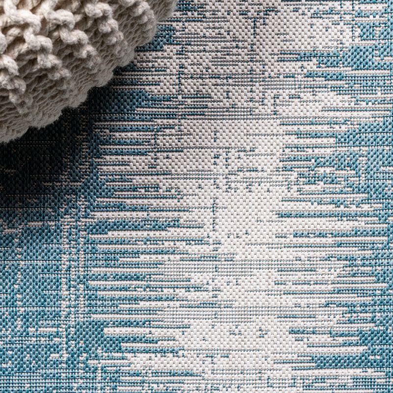 2'x10' Scandi Minimalist Border Indoor/Outdoor Runner Rug, Aqua - JONATHAN Y