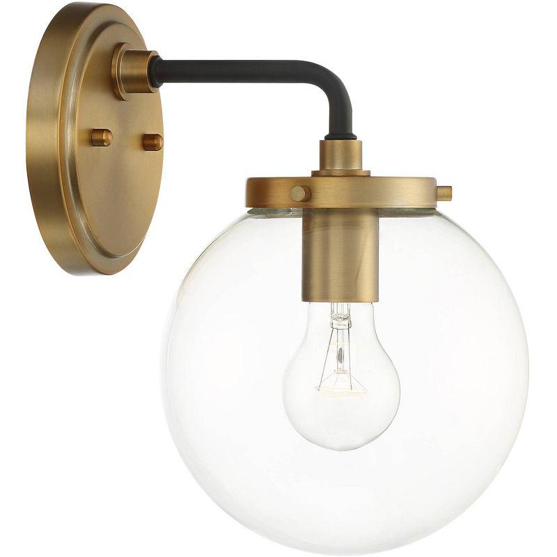 Possini Euro Design Fairling Modern Wall Light Sconce Gold Hardwire 7 1/2" Fixture Clear Glass Globe Shade for Bedroom Bathroom Vanity Reading Hallway