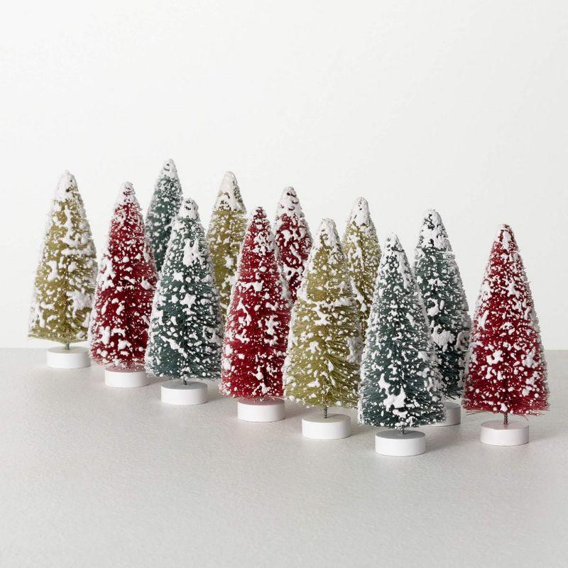 5.25" Multicolor Bottlebrush Tabletop Christmas Tree Set