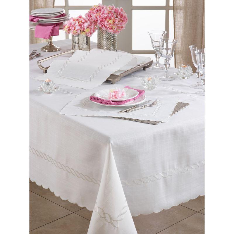 White Braided Embroidery Fabric Placemats Set of 4