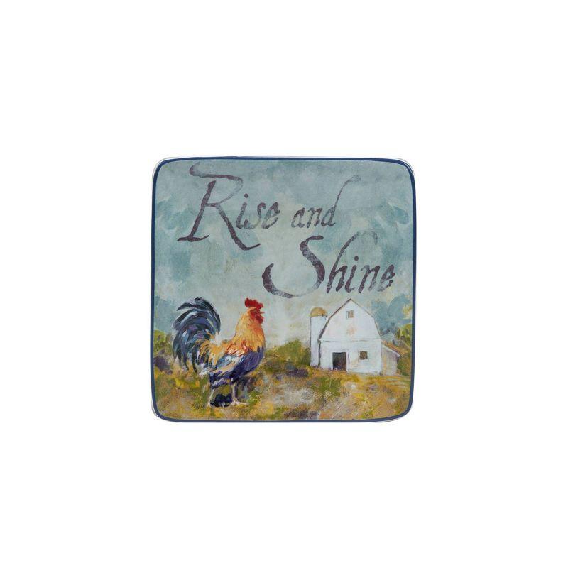 Certified International Certified International Rooster Meadow Set Of 4 Canape Plates