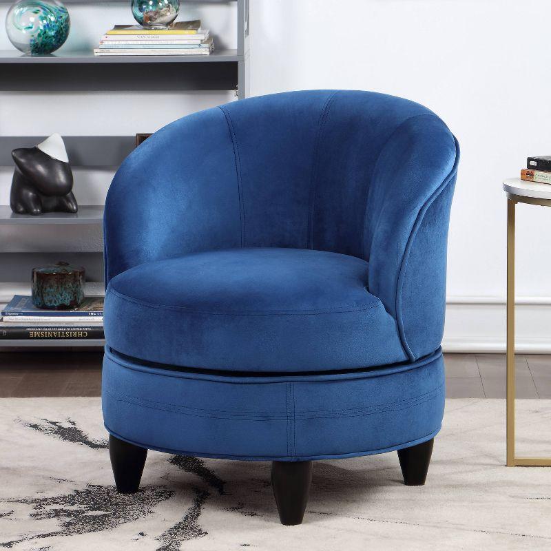 Sophia Velvet Swivel Accent Chair Blue - Steve Silver Co.: Transitional, Armless, 360° Base