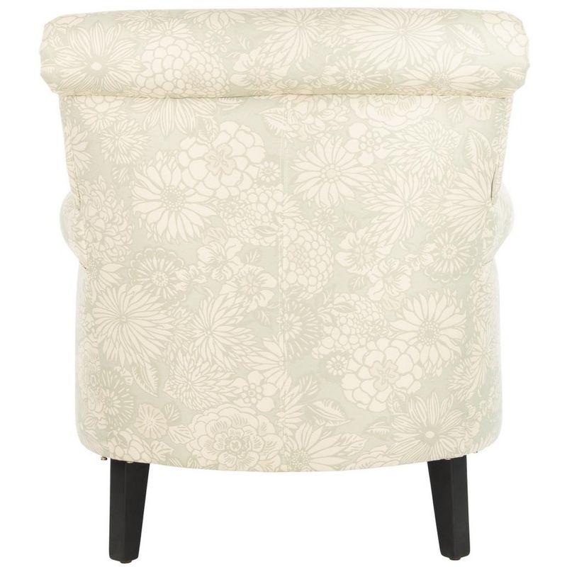 Ivory Floral Wood Accent Arm Chair