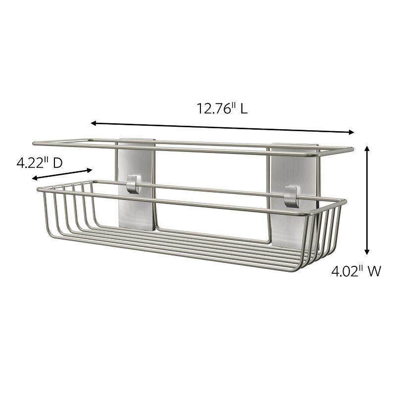 Command Metal Shower Caddy Satin Nickel: Adhesive Mount, Bathroom Organizer, Rust-Resistant, 6.375"H x 12.5"W