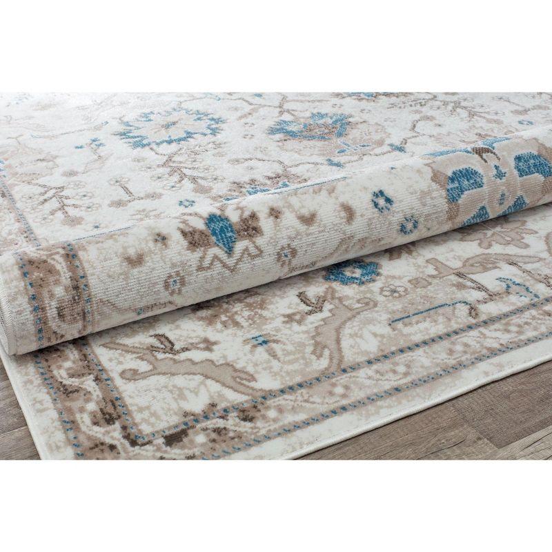 Rugs America Freida FY55B Honeysuckle Vintage Farmhouse Cream Area Rug for Dining Room Rug Neutral Rug Living Room Rug Kitchen, 2'6"x8'