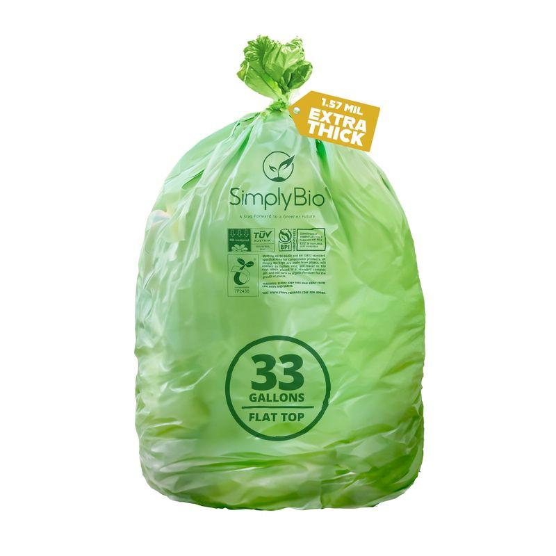 Simply Bio 33 Gallons PLA And PBAT Based Trash Bags - 30 Count