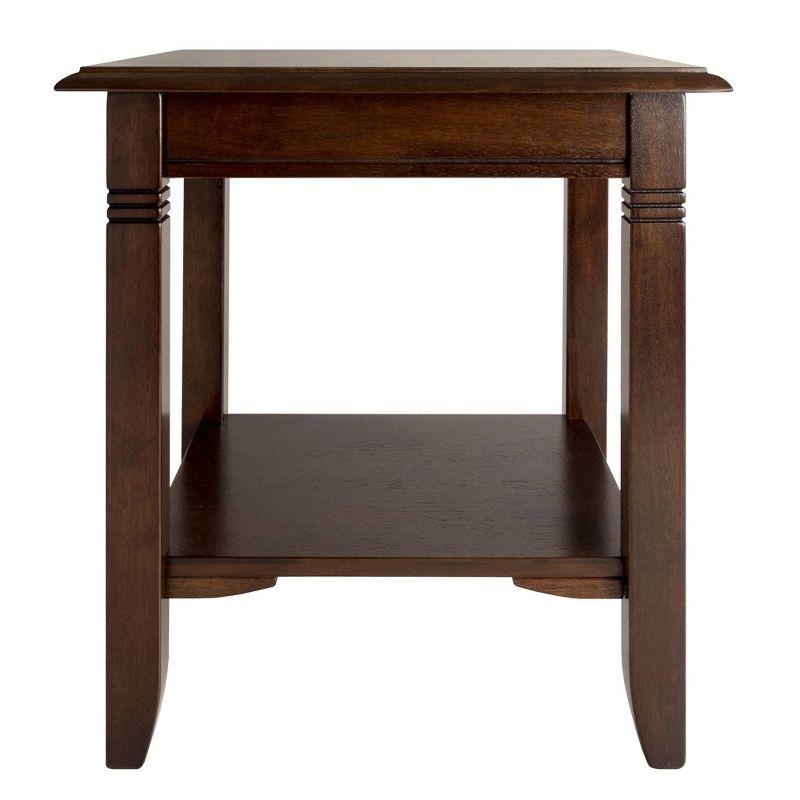 Nolan Cappuccino Square Wood End Table with Shelf