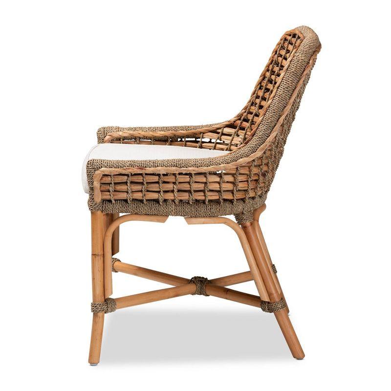 Kyle Woven Rattan Dining Side Chair with Cushion White/Natural - bali & pari