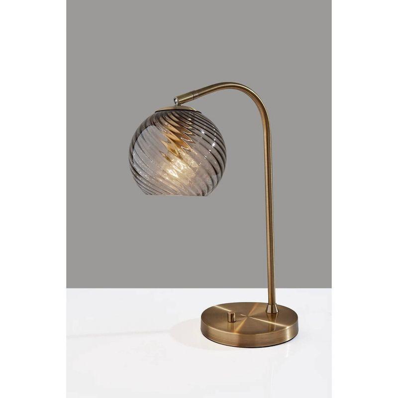 Camden Antique Brass Desk Lamp with Smoked Glass Shade