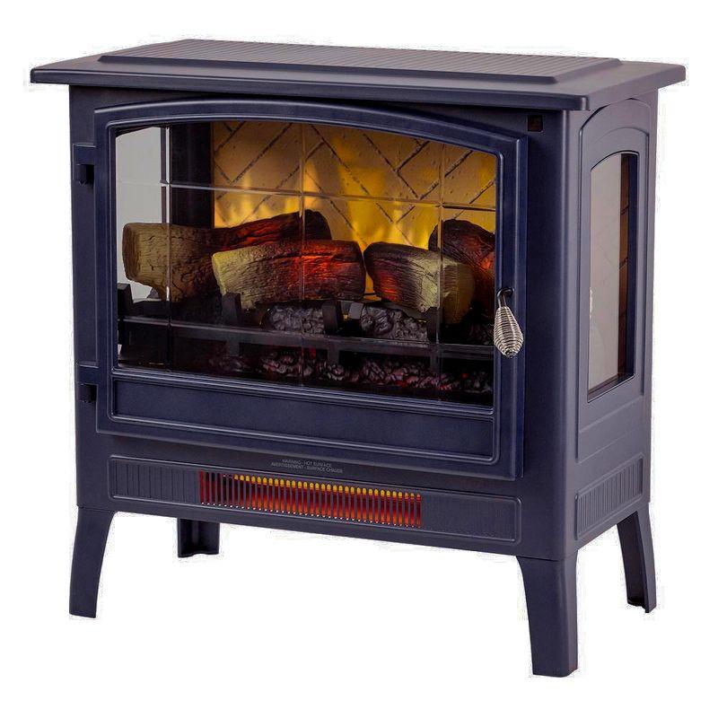 Country Living Infrared Freestanding Electric Fireplace Stove | Electric Indoor Room Heater with Remote, Multiple Flame Colors with Faux Wooden Logs