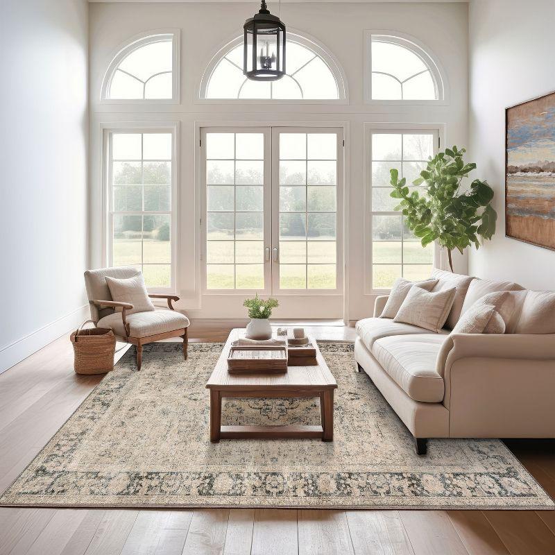 Nuloom Hillstone Collection Brinly Traditional Vintage Medallion Area Rug, 9' x 12', Light beige