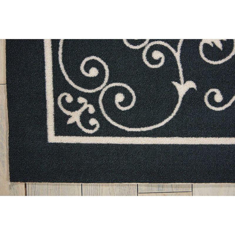 Classic Black Floral 5' x 7' Synthetic Indoor/Outdoor Area Rug