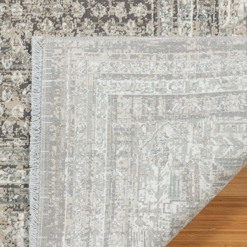 Gertmenian Florance Modica Transitional Oriental Border Floral Dark Gray High-Low Viscose/Acrylic Area Rug