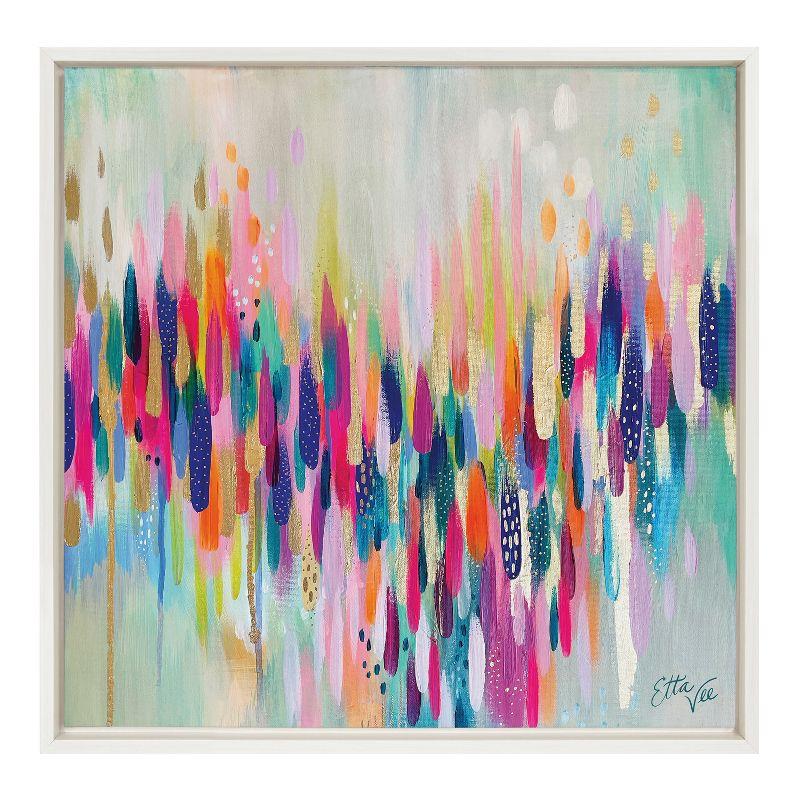 Colorful Abstract Brushstroke Canvas Wall Art, 22x22, White Frame