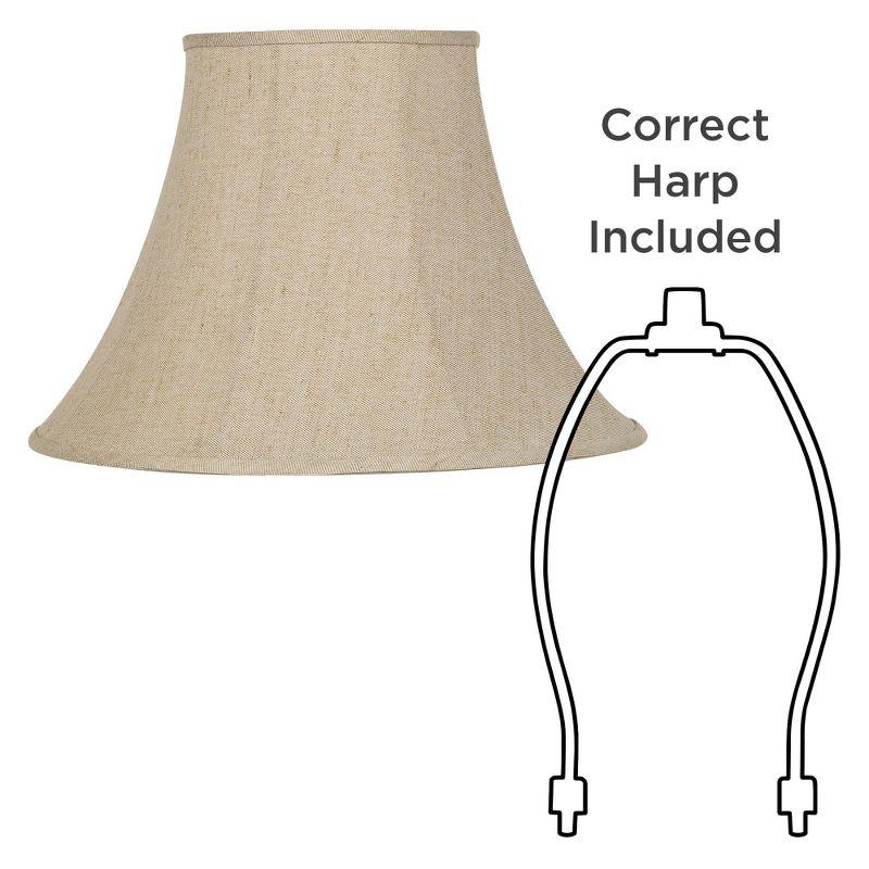 Springcrest Set of 2 Bell Lamp Shades Beige Large 9" Top x 19" Bottom x 12.5" High Spider with Replacement Harp and Finial Fitting