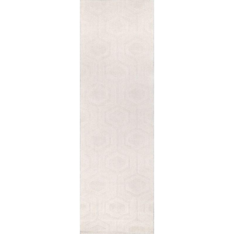 Nuloom Ambrose Geometric 2x8 Wool Runner Indoor Area Rug for Living Room Bedroom Dining Room Entryway Hallway Kitchen, Ivory