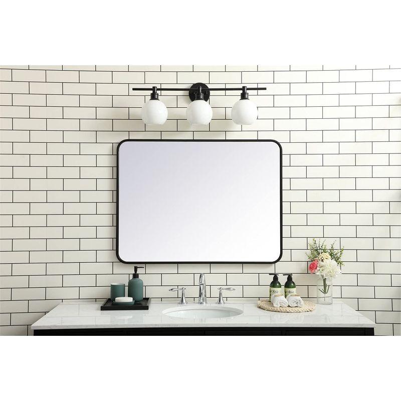Elegant Lighting Soft corner metal rectangular mirror 27x36 inch in Black