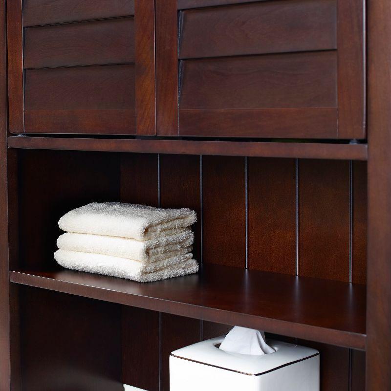 Crosley Lydia Space Saver Espresso Brown: Bathroom Organizer with 4 Shelves, Veneer Finish, Metal Hardware