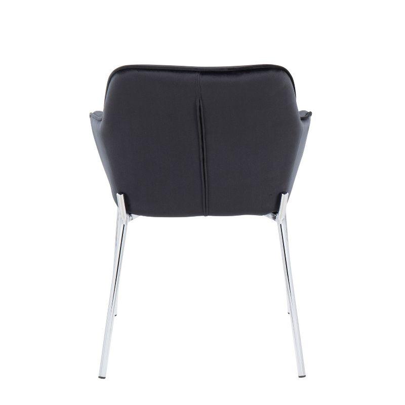 Daniella 24" Black Velvet and Chrome Steel Upholstered Dining Chairs