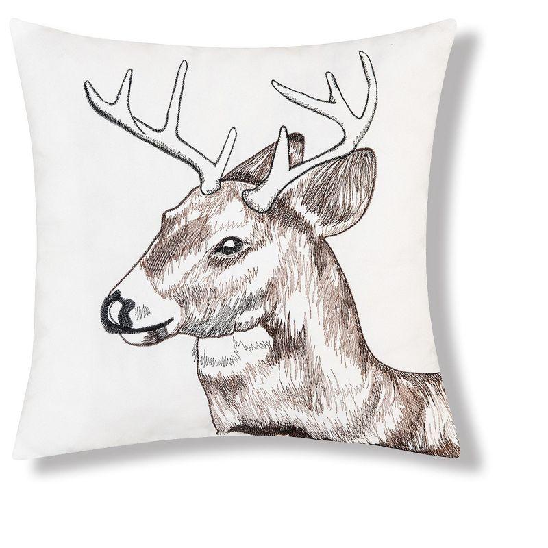 Deer Portrait Indoor / Outdoor Embroidered Throw Pillow