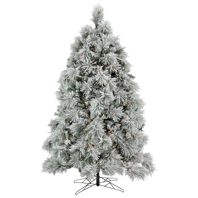 6.5 ft. Pre-Lit Flocked Pine Christmas Tree with Clear Lights