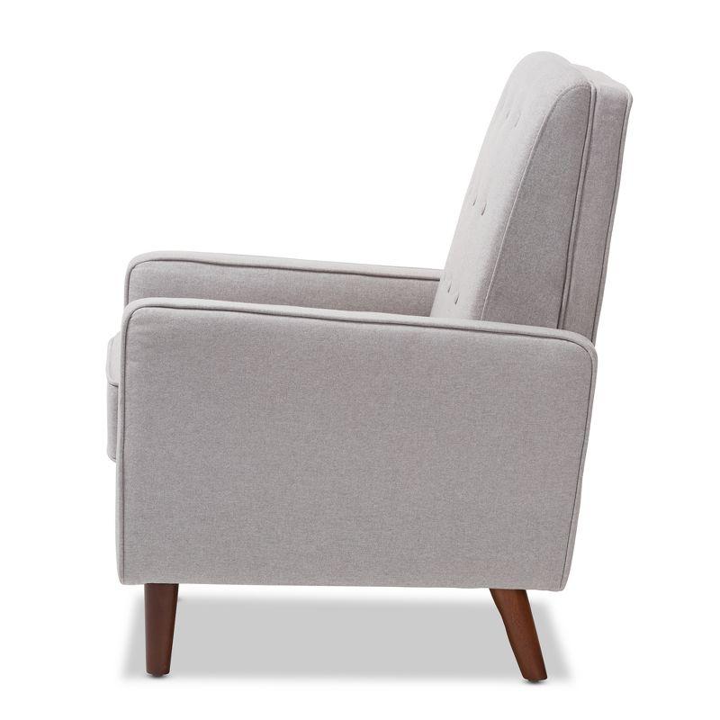 Mathias Mid Century Modern Fabric Upholstered Lounge Chair Light Gray - Baxton Studio: Recliner, Home Office Furniture
