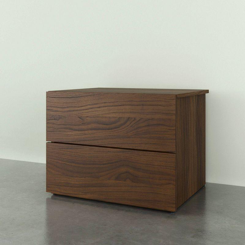 Modern Walnut Finish 2-Drawer Nightstand with Metal Slides